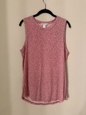 Athleta Breezy Tank Top Micro Cheetah Bashful Rose Pink Print Sleeveless Large